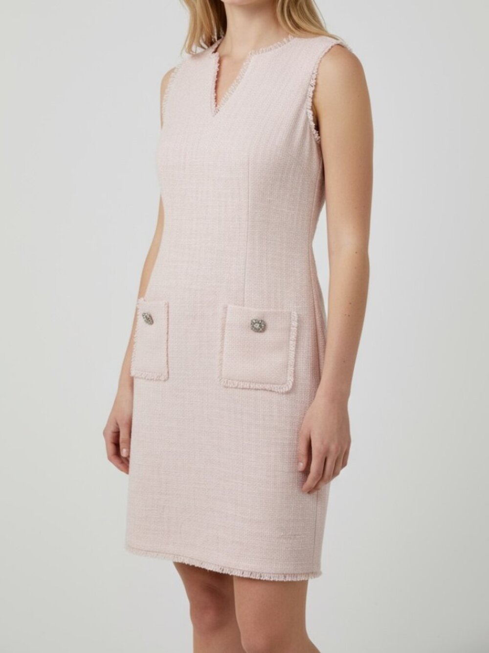 Karl Lagerfeld Paris Pink Tweed Dress NWT Size 2 Bouclé Cotton Blend